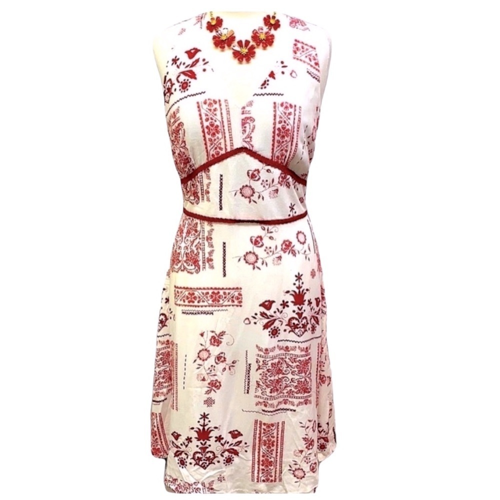 Depeche Mode Red White Floral Sleeveless Dress